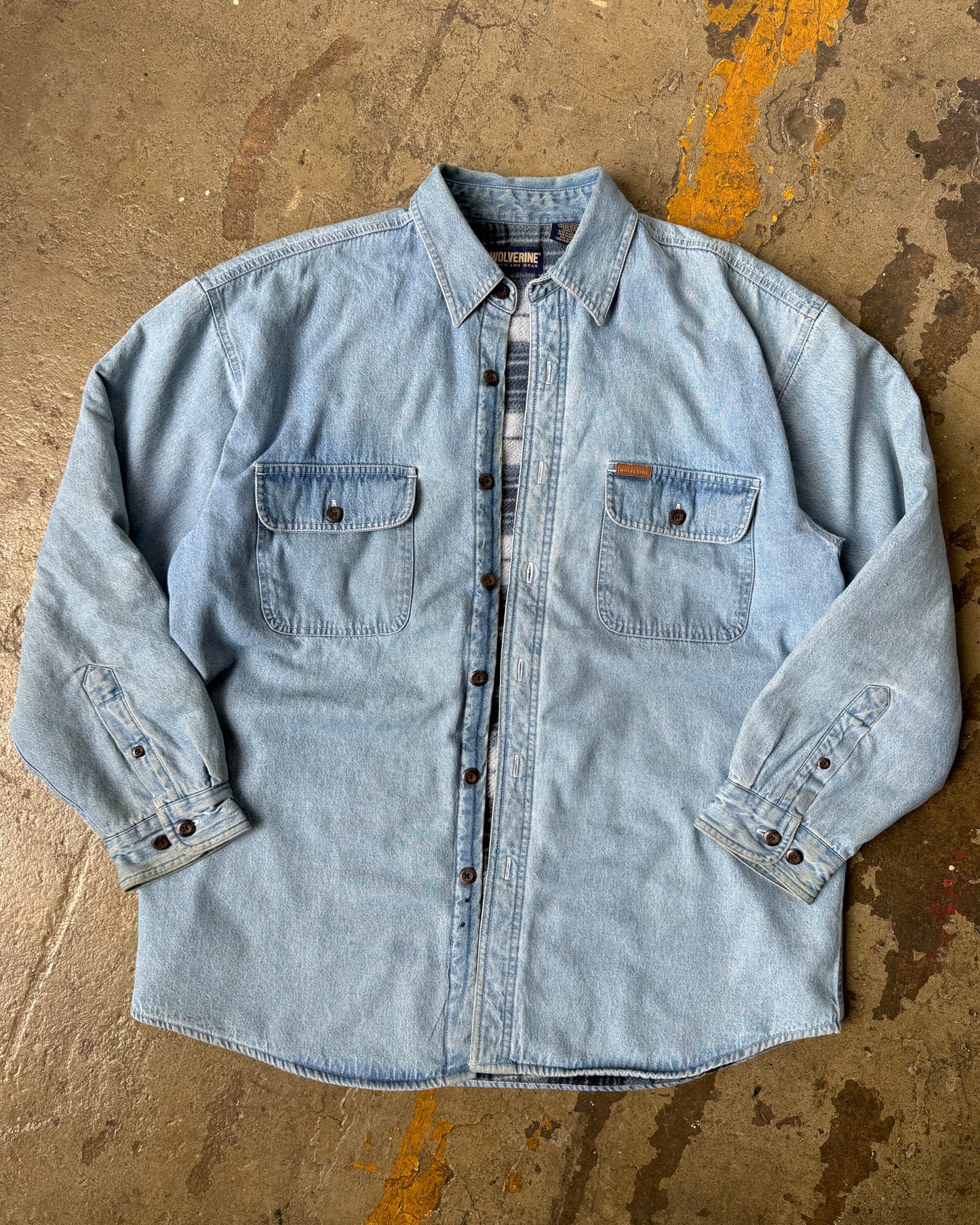 90's Fleece Lined Denim Shacket - L