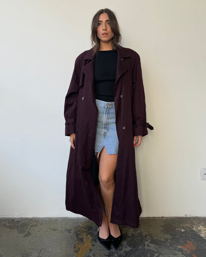 Deepest Wine London Fog Trench Coat- S/M/L/XL