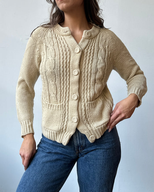 Oatmeal Cableknit Cardigan - XS/S