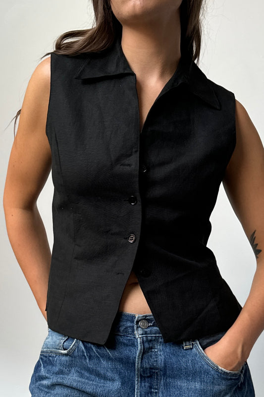 90’s Button Front Tie Back Vest Top - S