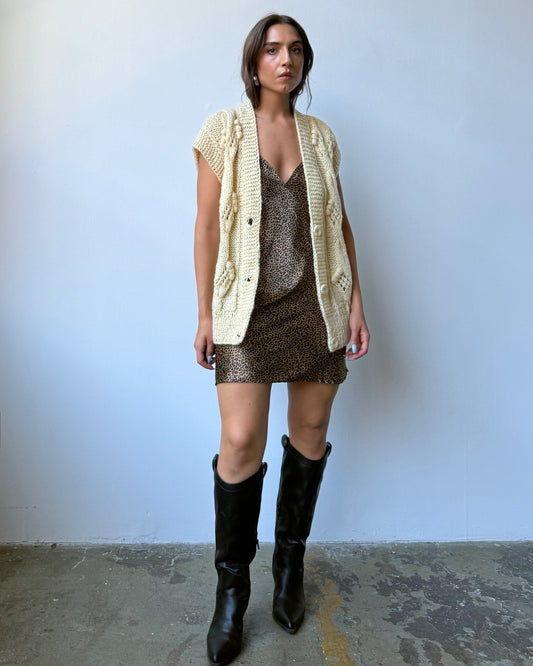 Cream Handmade Knit Vest- L