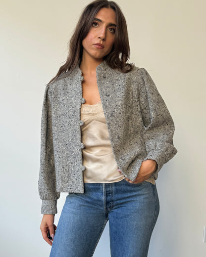 Grey Flecked Blazer Jacket - S/M