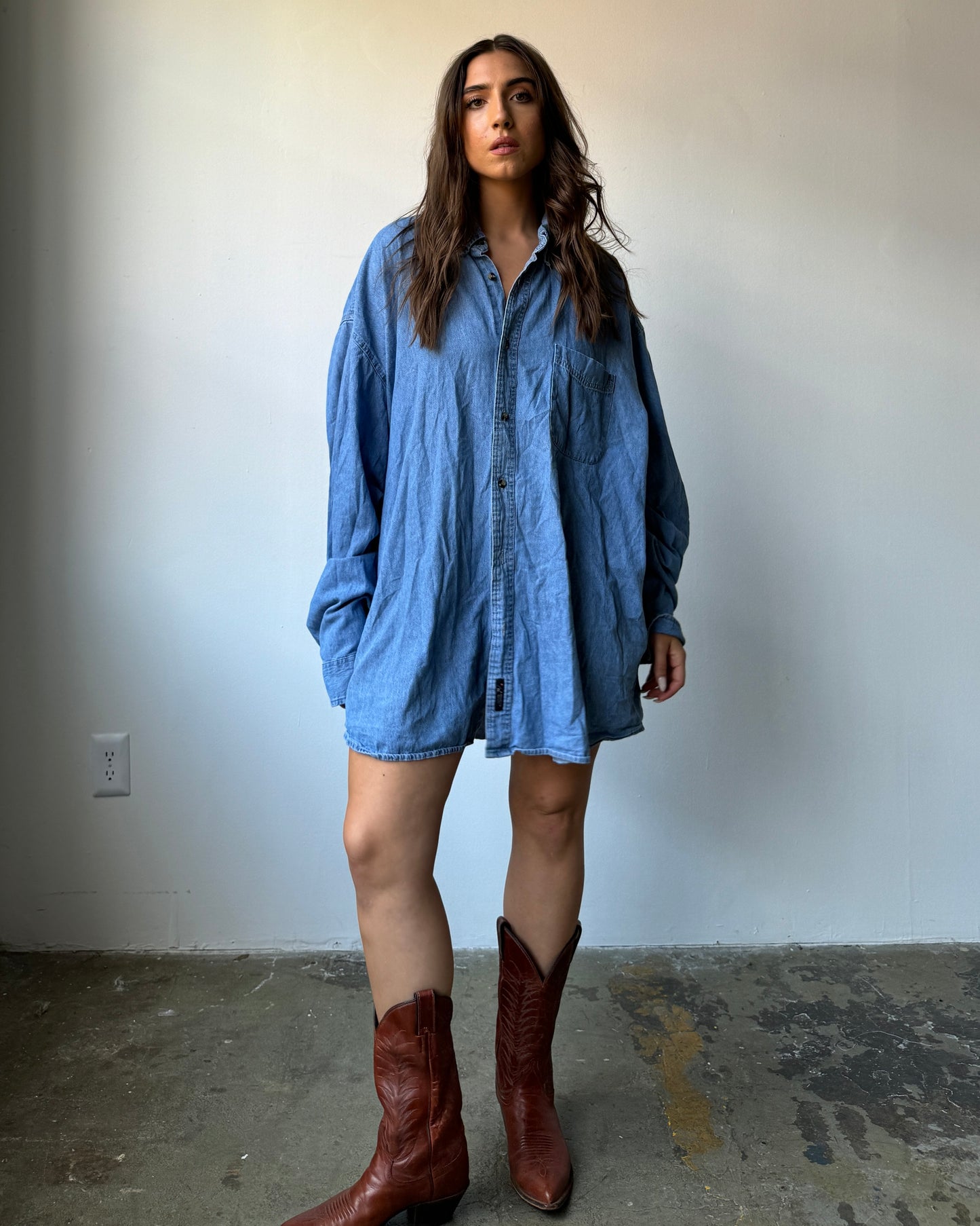 90's Oversized Denim Button Down- 5X