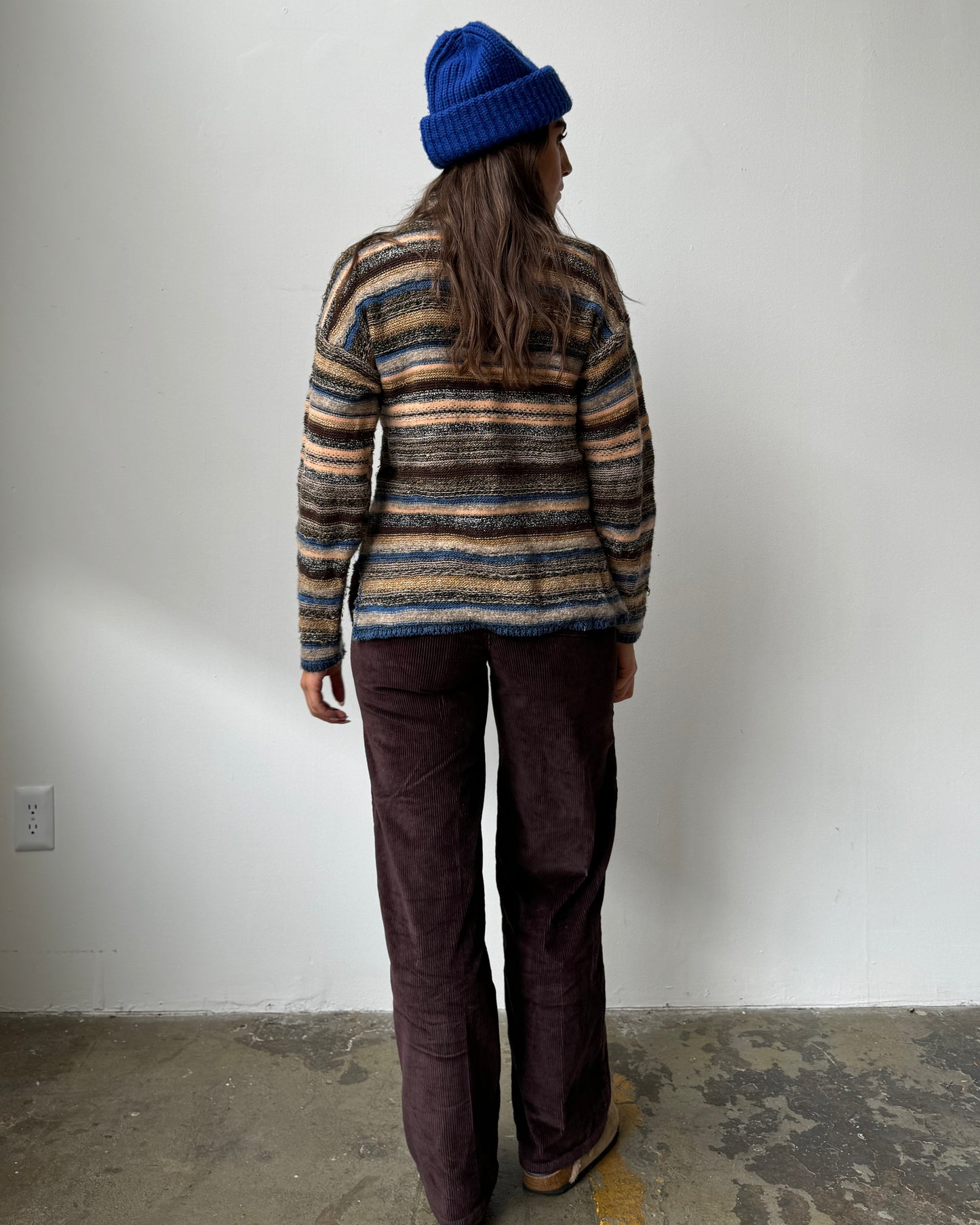 90's Wool Blend Striped Turtleneck Sweater - M