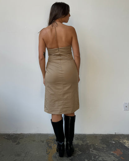 00's Banana Republic Neutral Halter Neck Dress- 6