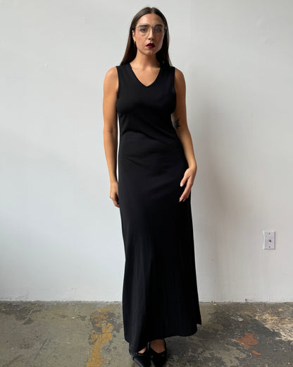 Black Slinky Knit Maxi Dress - M