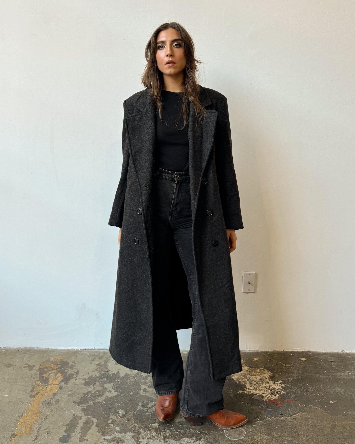 Charcoal 100% Wool Overcoat - S/M/L