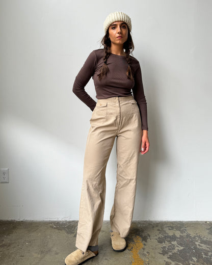 Neutral Highwaisted Wide Leg Pant- 6