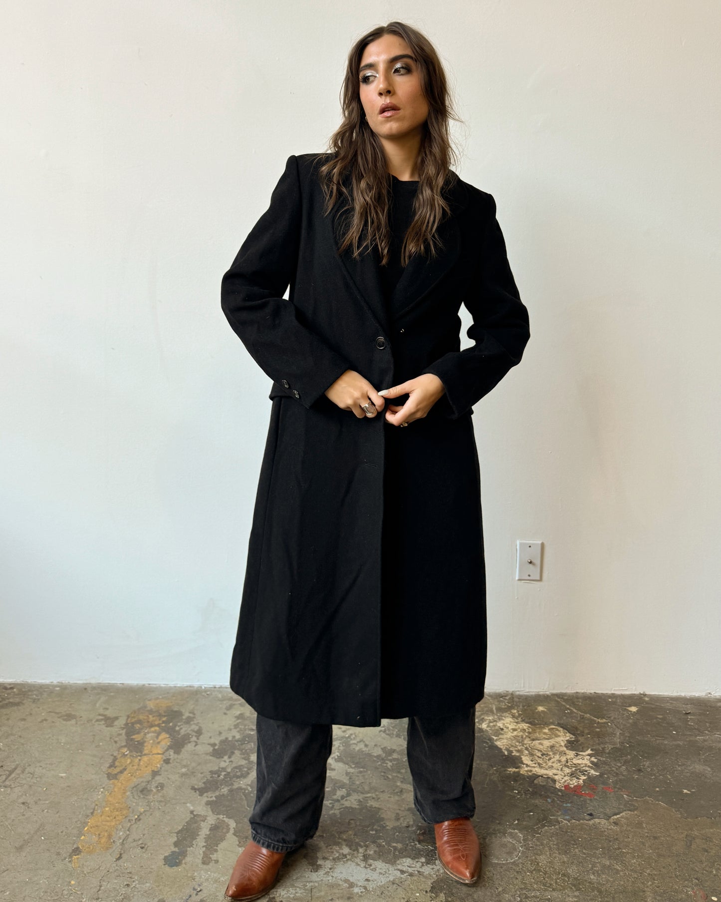 Black Wool Overcoat - S/M