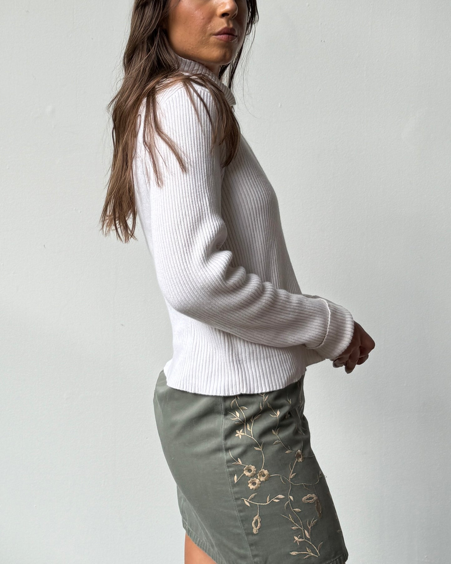 90's Sage Embroidered Mini Skirt - 4