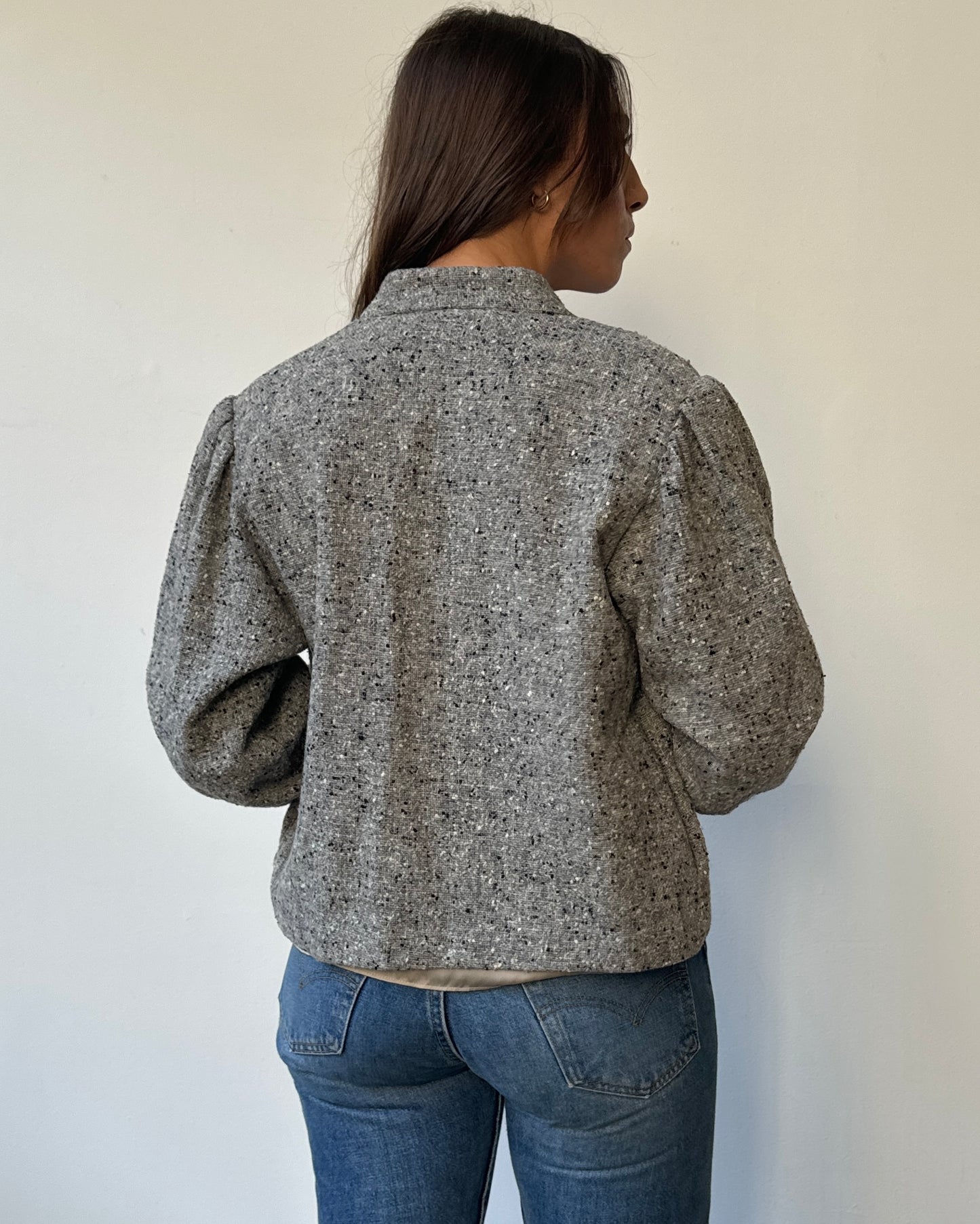 Grey Flecked Blazer Jacket - S/M