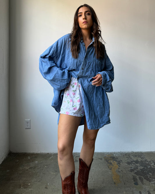 90's Oversized Denim Button Down- 5X