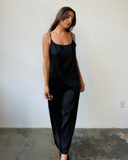 Black Maxi Slip Dress- L