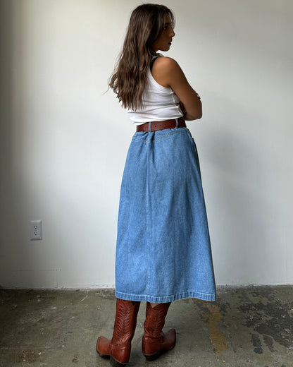 90's Button Front Denim Skirt - 12