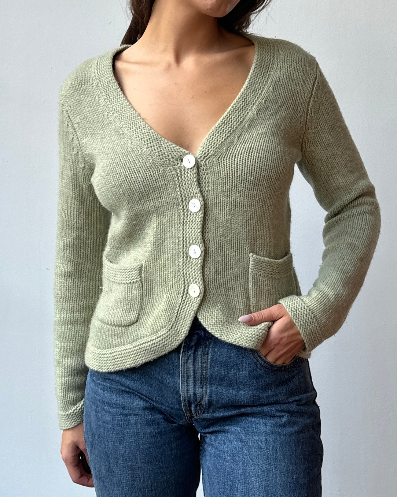 Sage Cashmere Cardigan - XS/S/M