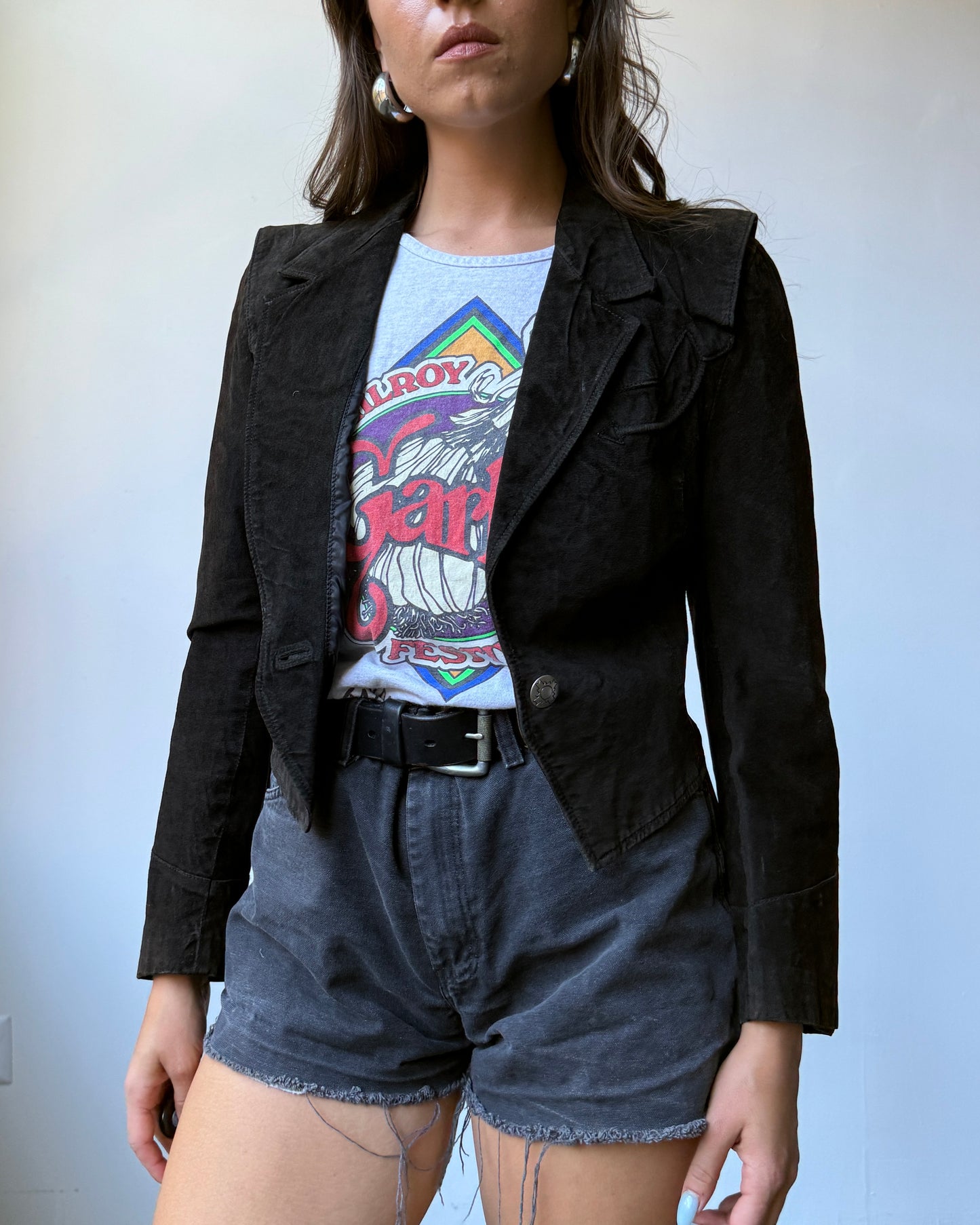 80's Sunfaded Suede Western Cropped Jacket- XS/S