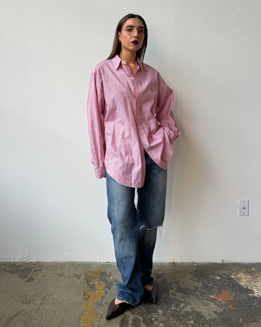 Ralph Lauren Red & White Striped Button Down