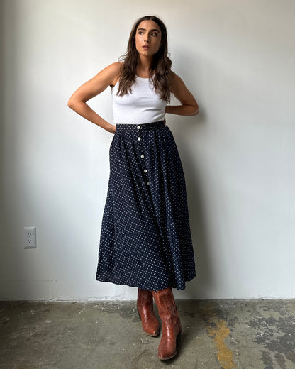 80's Talbots Dotted Maxi Skirt- M