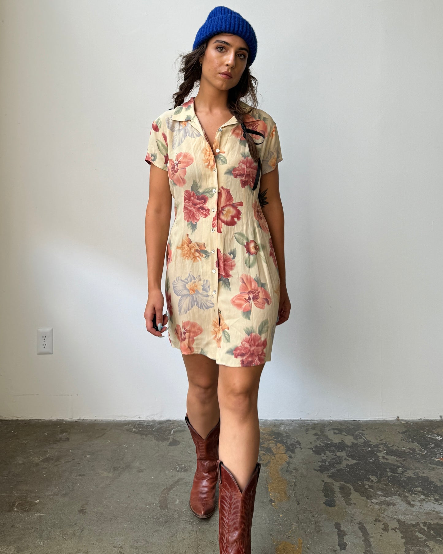 Buttery Floral Button Front Mini Dress- M/L