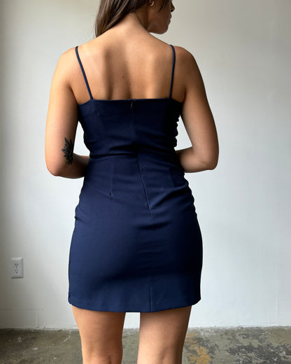 90's Navy Embroidered Mini Dress- S