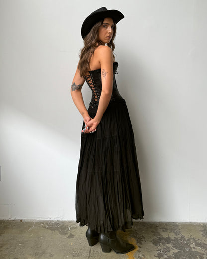 90's Chiffon Tiered Maxi Skirt- S/M/L