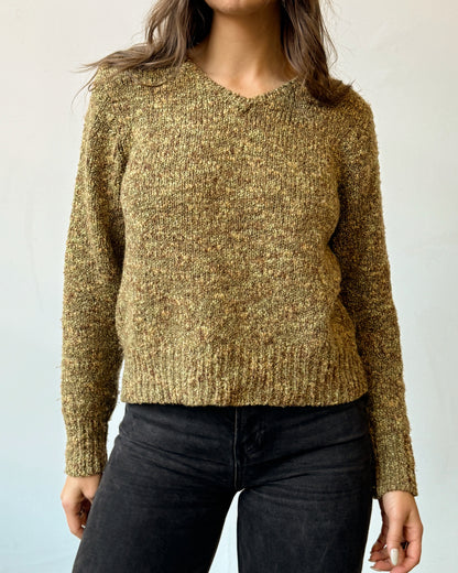 Avocado Green Marled Wool Blend Sweater - S/M/L