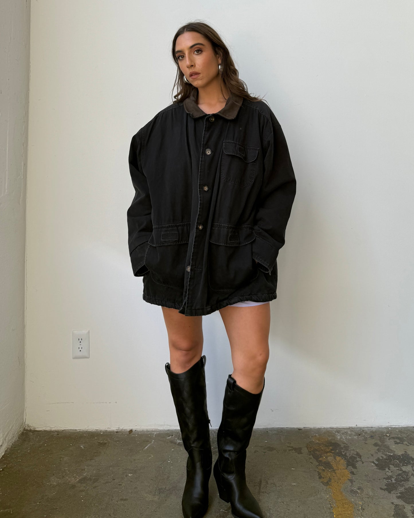 90's Contrast Collar Oversized Medium Weight Chore Coat-XL