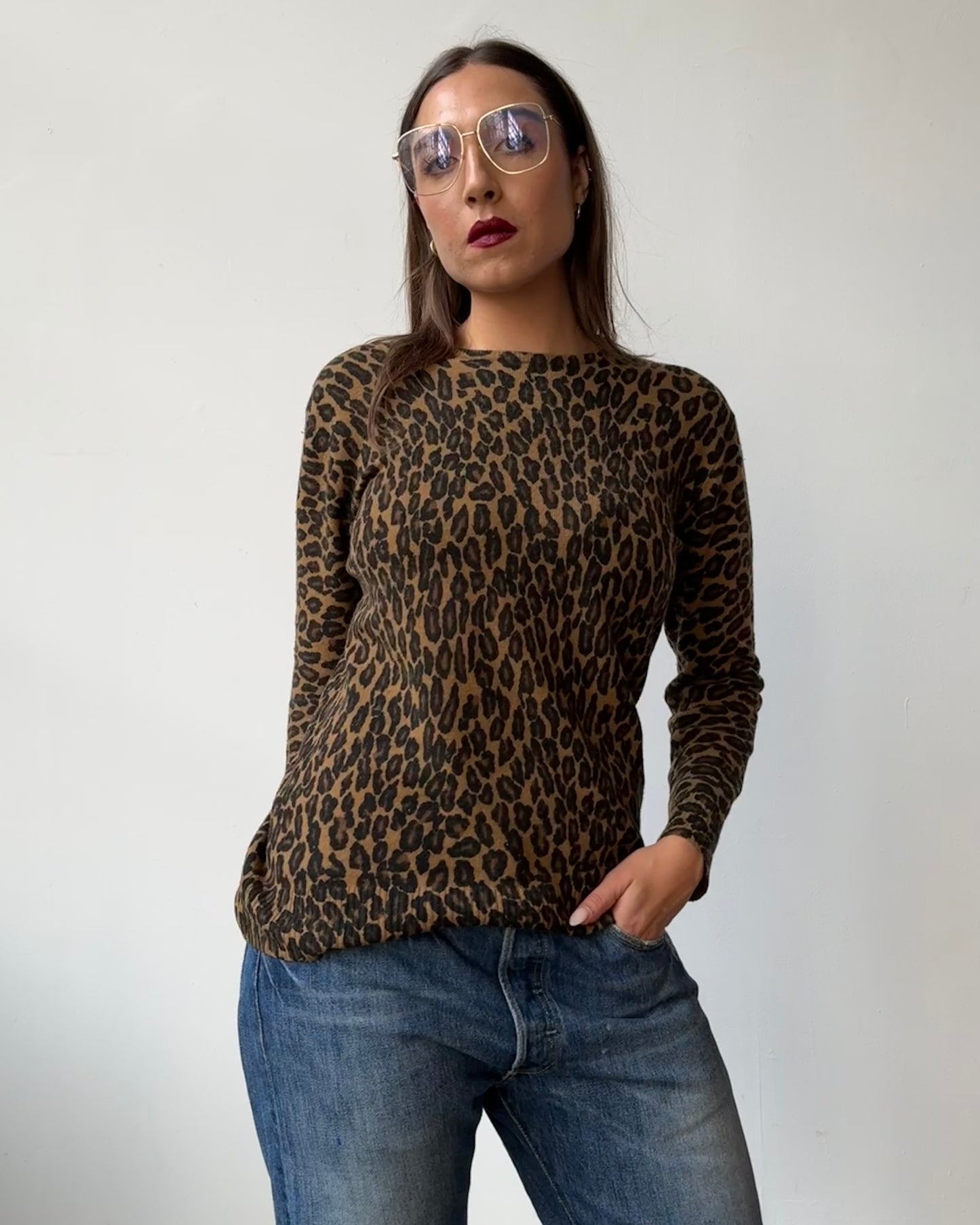 Angora Blend Animal Print Sweater- S