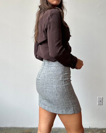 Light Grey Side Slit Mini Skirt - 2/4