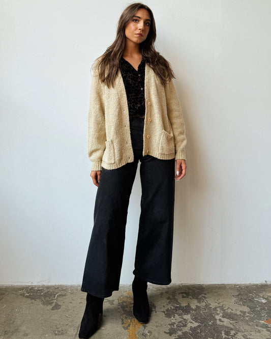 90's Neutral Textured Cardigan- M/L