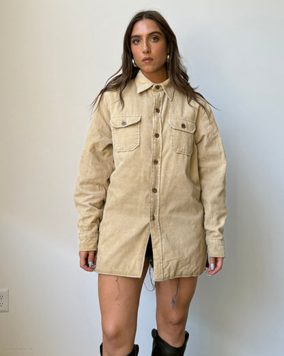 70's ST. John's Bay Neutral Corduroy Quilted Liner Shacket - L/XL