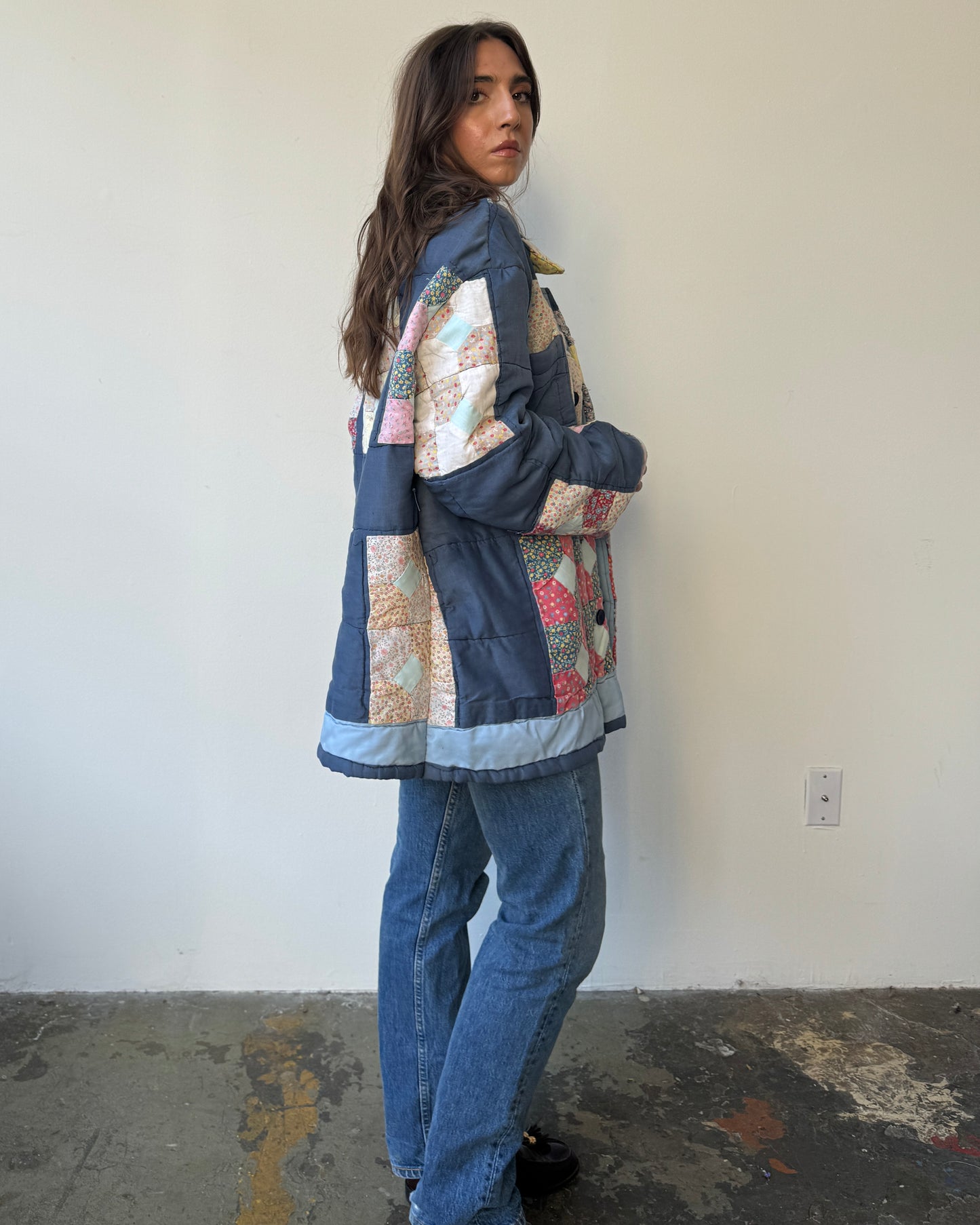 Handmade Button Front Quilt Coat - XL