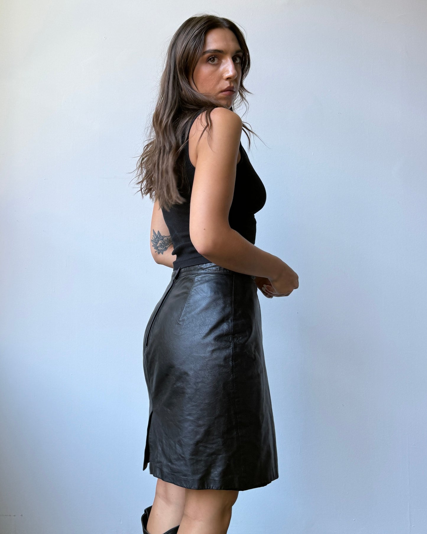 90's Leather Leather Skirt - 6