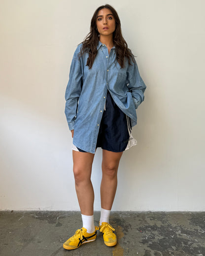 90's 100% Cotton Denim Oversized Button Down - L