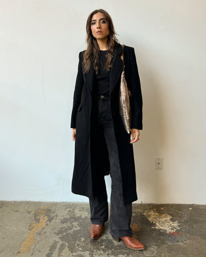 Black Wool Overcoat - S/M