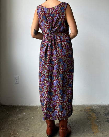 90's Floral Midi Dress- L