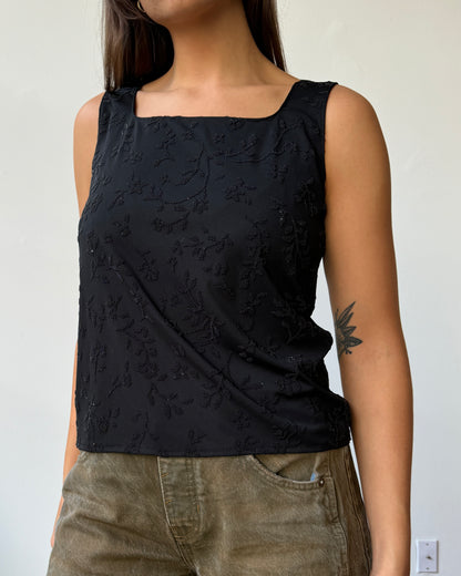 Beaded Square Neck Tank- S