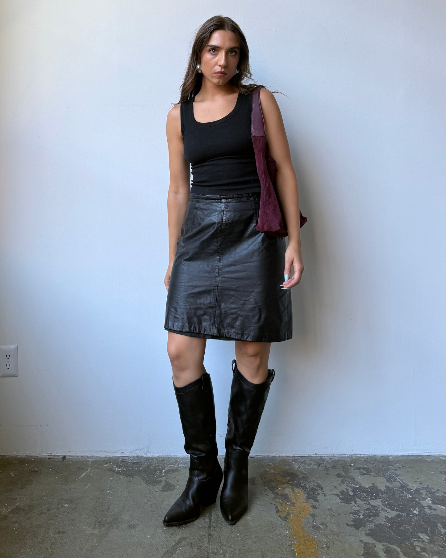 90's Leather Leather Skirt - 6